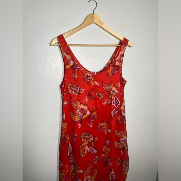 Oui Paisley Print Red Midi Silk Dress - Picture 4 of 11